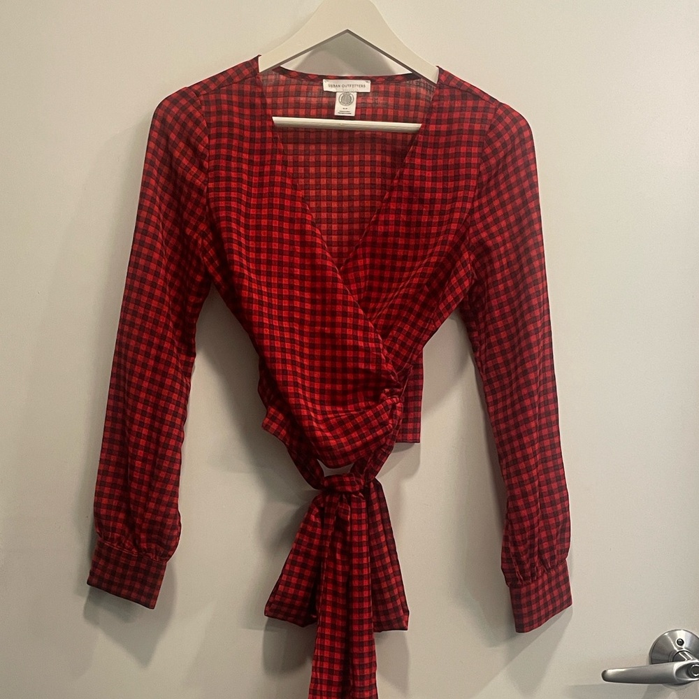 Urban Outfitters Red and Black Checkered Blouse